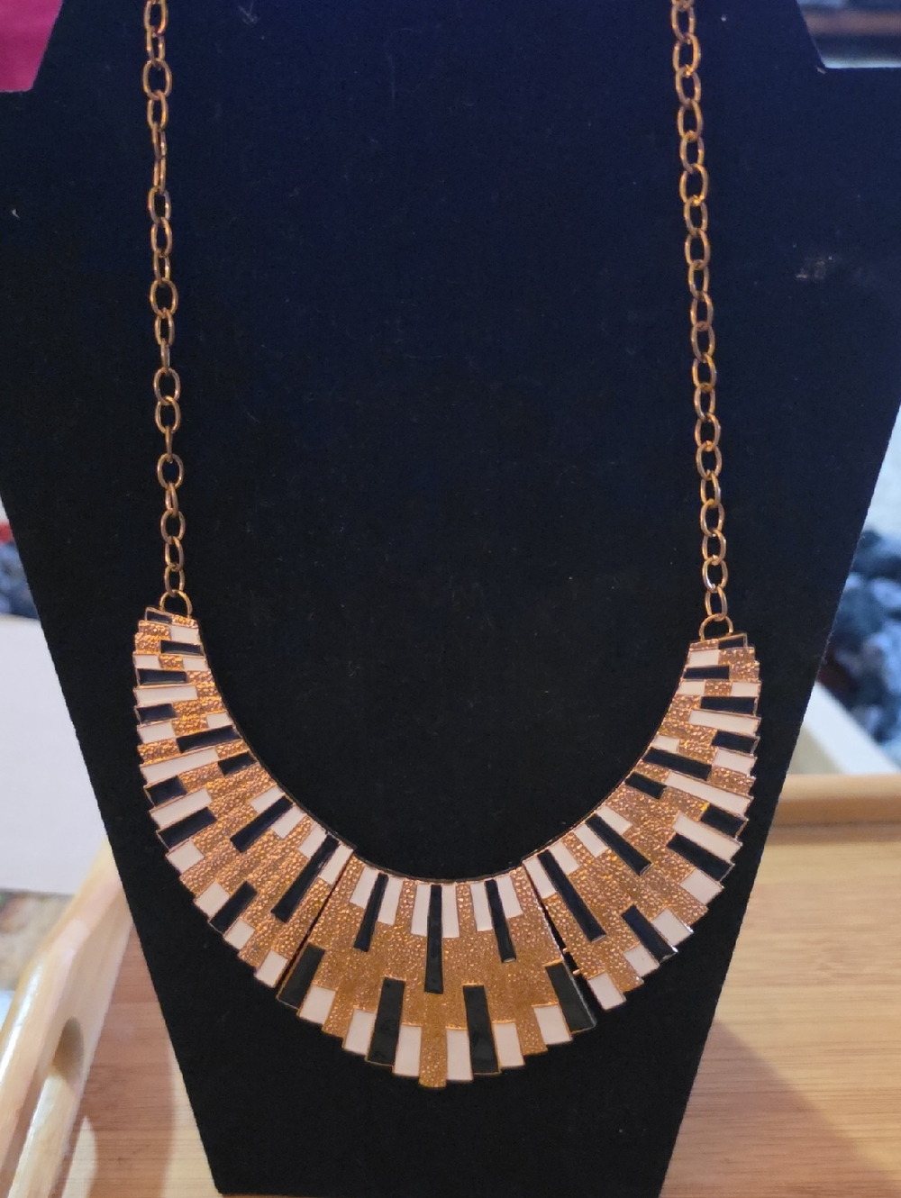 Gold and Black Statement Bib Necklace